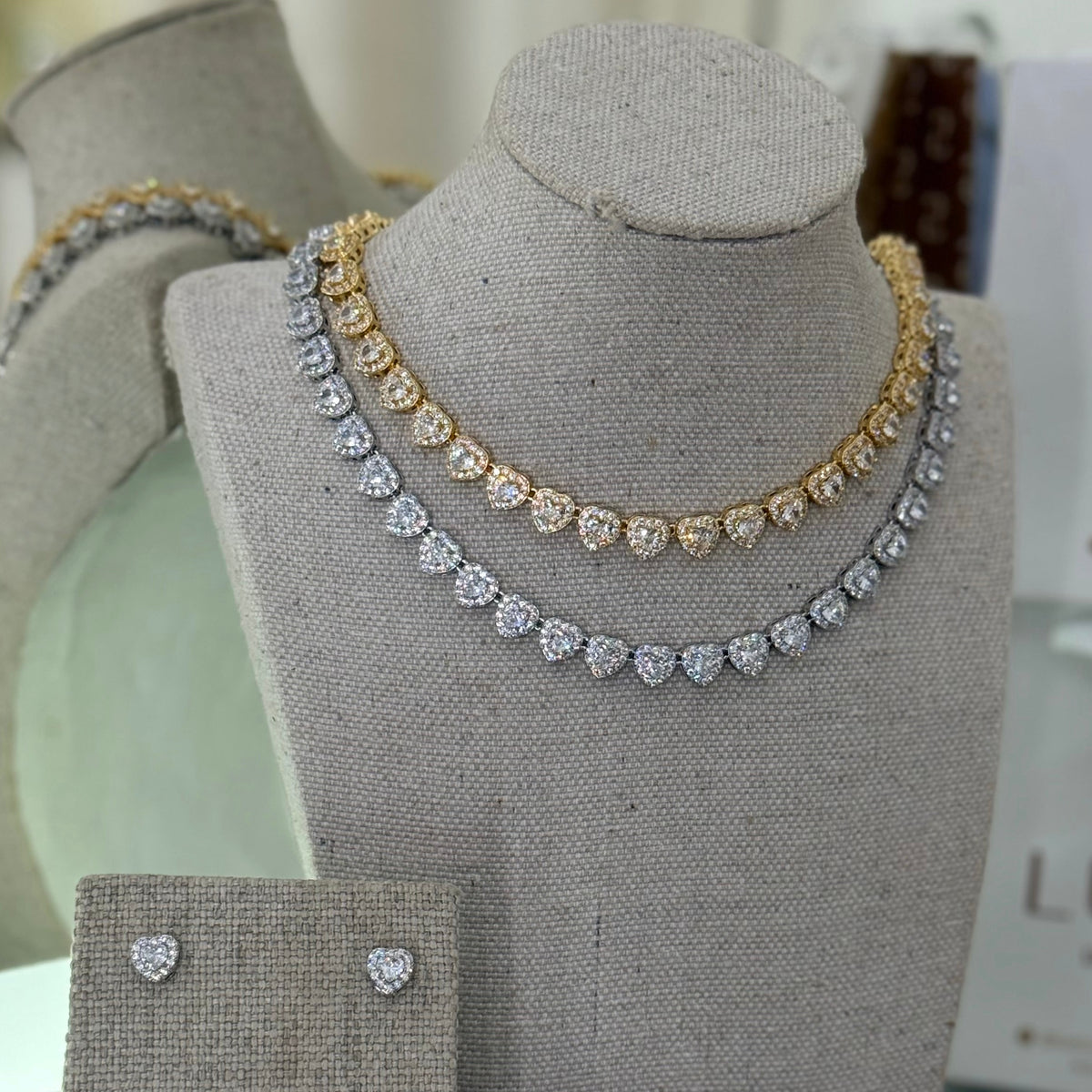 CONJUNTO SWAROVSKI CORAÇÃO